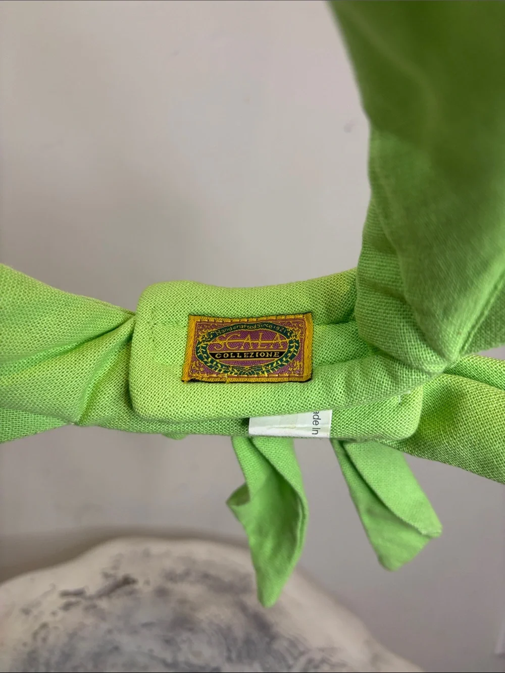 Scala Lime Green Cotton Large Bow Back Oversized Brim Visor Citrus Velcro Strap